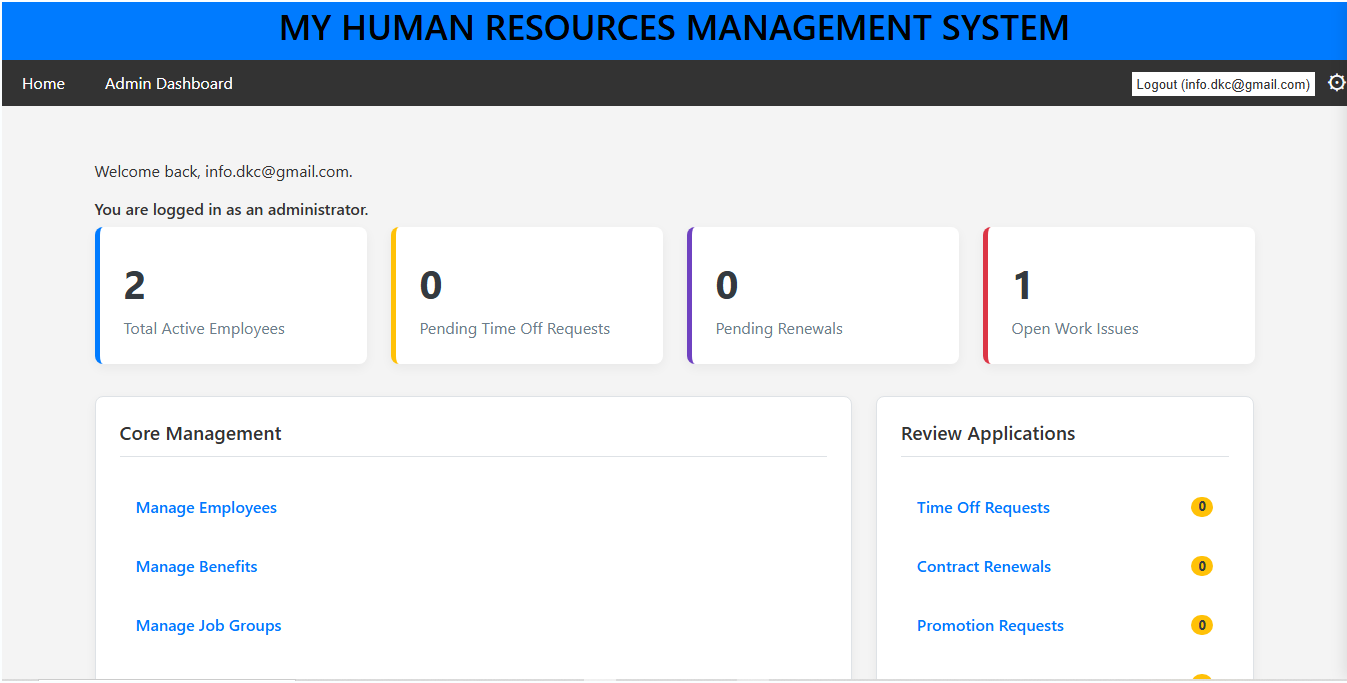 HRMS Dashboard Mockup